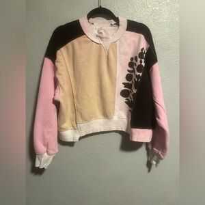 FP Movement by Free People Pink and Yellow Colorblock Sweatshirt